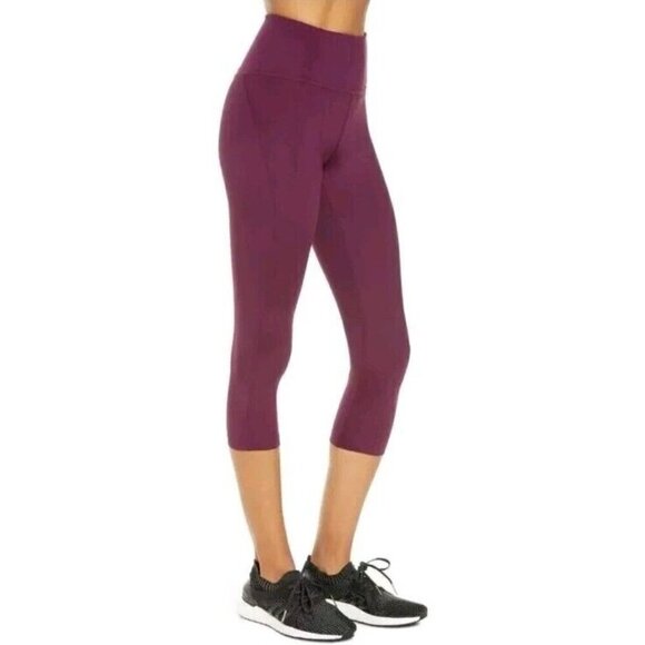 Girlfriend Collective High Waist Capri Leggings Plum Women’s Size S Activewear - Picture 2 of 11